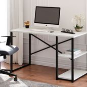 Ceramical MSR Raflı 60x120 cm Beyaz Çalışma Masası 120 cm Bilgisayar Ofis Masası