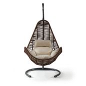 Cewi Zen Swing Krem Rattan Kahve Oturumlu Salıncak