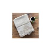 Çeyiz Bahçesi 50x90 cm Işıltı Krem Kadife Havlu