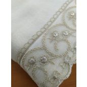 Çeyiz Bahçesi 50x90 cm Krem Sadem Fransız Güpürlü Kadife Havlu