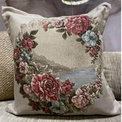 Çeyiz Diyarı Goblen 2 Adet 60x60 cm Çiçekli Kırlent Kılıfı
