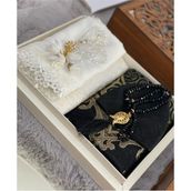 Ceylan Al Avm Siyah-Beyaz Damat Bohçası, Gelin Bohçası, Seccade Seti, Nişan Bohçası, Çeyizlik Set, Çeyizlik Seccade - Siyah- Beyaz