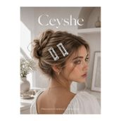 CeyShe Pinterest 2’li Parlak Silver Dikdörtgen Dalgalı İthal Gümüş Kaplama Kalın Metal Çıtçıt Pens Saç Tokası