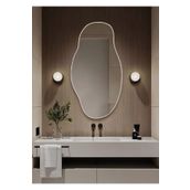 CG HOME Asimetrik Duvar Aynası 90x50 cm – BEYAZ Çerçeveli Modern Dekoratif Ayna