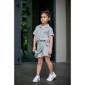 Cg Kids Müslin Şort Etek Kız Çocuk Alt Üst Takım - 4 - 5 Yaş - Gri