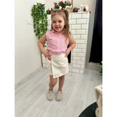 Cg Kids Pembe Dikey Çizgili Pamuk ve Keten Kız Çocuk Etek Görünüm Şortlu Alt Üst Takım - 3 - 4 Yaş - 01P-Pembe