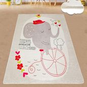 Chilai Home 8682125918372 Bike Gri Elephants 140x190 cm Çocuk Ve Bebek Halısı