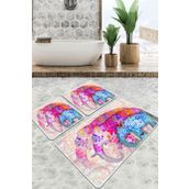 Chilai Home Borneo Djt 3'lü Set Banyo Paspası Kaymaz Tabanlı Banyo Halısı Klozet Takımı