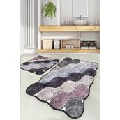 Chilai Home Circle Mor 2'li Set Djtyıkanabilir Kaymaz Taban Paspas Banyo Halısı Klozet Takımı