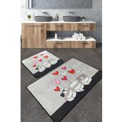 Chilai Home Kitten Djt 2'li Set Yıkanabilir Kaymaz Taban Banyo Halısı
