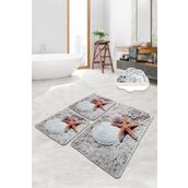 Chilai Home Starfısh 3'lü Set Banyo Halısı Paspas Yıkanabilir Kaymaz Taban Klozet Takımı