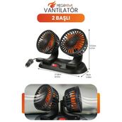 Çift Başlı Araç İçi Vantilatör 12v Çakmak Girişli Ayarlanabilir Oto Fan