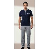 Çift Kaplan Erkek Düz Patlı Kısa Kol Pijama Takımı 8100 - 00 Lacivert - 3XL