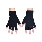 Çift Kat Orlon Kışlık Kesik Parmak Eldiven Bay-bayan (unisex) siyah siyah