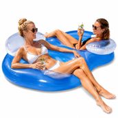 Çift Kişilik Güneşleme Koltuğu, Sırt Dayamalı Ergonomik Şişme Deniz Yatağı, 188 cm Geniş Konforlu Tasarım, UV Dayanıklı 3 Katmanlı PVC Deniz Havuz Göl ve Irmak İçin Çift Kişilik Güneşleme Koltuğu
