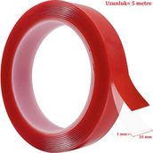Çift Taraflı Bant Şeffaf Silikonlu Su Geçirmez Akrilik Montaj Bandı (5 M x 10 Mm)