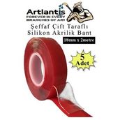 Cift Tarafli Bant Silikonlu Super Guclu Civisiz Montaj Bandi 5 Adet 18Mm X 2 Metre Extra Yuksek Mukavemetli