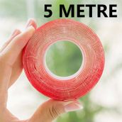 Çift Taraflı Bant Slikonlu 10 MM X 5 Metre Süper Güçlü