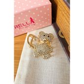 Cinderella Gold Ayıcıklı Zirkon Taşlı Metal Küçük Mandal Toka 4cm - Hediyelik Teddy Bear Mandallı Saç Tokası