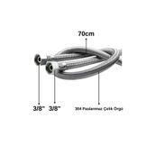 Cisa 70 Cm Paslanmaz Çelik Örgülü Flex Hortum – 3/8"x3/8" Klozet & Taharet Musluğu Bağlantı Hortumu