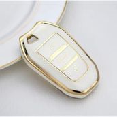 Citroen C4X Sustasız Anahtar Kılıfı Beyaz-Gold