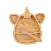 Citron 1073551 Unicorn Bölmeli Organik Bambu Çocuk Yemek Takımı
