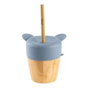 Citron 1073636 Blue 2'si 1 Arada Kapaklı ve Pipetli Organik Bambu Alıştırma Bardağı
