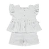 Civil Baby Brodeli Şortlu 6-18 Ay Ekru Takım