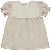 Civil Baby Kare Yaka Brodeli 6-18 Ay Bej Elbise