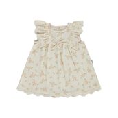 Civil Baby Kol Fırfırlı Çiçek Baskılı 6-18 Ay Bej Elbise