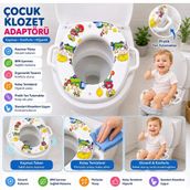 CKM Silikon Süngerli Çocuk Klozet Adaptörü Kulplu Kaymaz Bebek Tuvalet Alıştırma Oturağı
