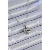 Clariss BJ-BKO8039 316L Çelik Zincir Gümüş Renk Zirkon Taşlı Kalp & Anahtar Model Kadın Kolye