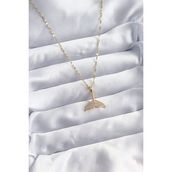 Clariss BJ-BKO8064 316L Çelik Zincir Gold Renk Zirkon Taşlı Balık Kuyruğu Model Kadın Kolye