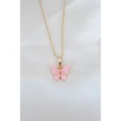 Clariss Gold Kaplama Pembe Sedefli Kelebek Kolye