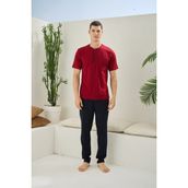 Cm Store Kocabey 2090 Erkek Midi Yaka Pijama Takım - Bordo