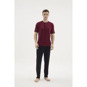 Cm Store Kocabey KKT-26153 Erkek Midi Yaka Pijama Takımı - Mürdüm