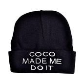 Coco Made Me Do it! Yazılı Sloganlı Kadın Erkek Unisex Siyah Bere