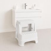 Çocuk Basamak Taburesi 2 Katlı Kaydırmaz, Bebek Tuvalet Eğitimi ve Banyo Lavabo Basamağı, Çocuklar İçin Plastik Pratik Yükseltici Tabure (beyaz)