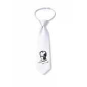 Çocuk Beyaz Atatürk İmzalı Lastikli Kravat Ayarlanabilir Unisex
