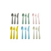 Çocuk Plastik Çatal-Bıçak-Kaşık Seti IKEA MeridyenDukkan Pasten Ton Renkleri 18 Parça