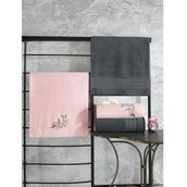 Colorful 4'ü Havlu Antrasit-Açık Pembe Hamam Seti