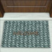 Colorix Carpet Hasır Desenli Dekoratif Kapı Önü Paspası No: 1159 Yeşil (Welcome) 45 x 70
