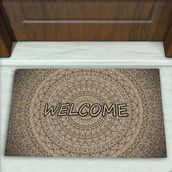 Colorix Carpet Modern Desenli Dekoratif Kapı Önü Paspası No: 1167 Kahverengi (Welcome) 45 x 70