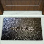 Colorix Carpet Modern Desenli Dekoratif Kapı Önü Paspası No: 1342 Siyah (Hoşgeldiniz) 45 x 70