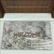 Colorix Carpet Modern Desenli Dekoratif Kapı Önü Paspası No: 1506 Gri (Welcome) 45 x 70