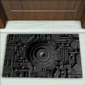 Colorix Carpet Modern Desenli Dekoratif Kapı Önü Paspası No: 1831 Siyah (Yazısız) 45 x 70