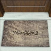Colorix Carpet Toprak Desenli Dekoratif Kapı Önü Paspası No: 1056 Gri (Welcome) 45 x 70