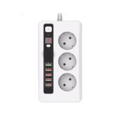 COMSE 4.2a Usb'li Akıllı 3'lü Priz Zaman Ayarlı 5 Usb 2 Metre Uzatma Kablolu