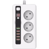 Comse 5 USB Portlu Akıllı Zaman Ayarlı On/off Düğmeli 2 Metre Uzatma Kablolu 3'lü Priz Beyaz