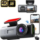 Coofbe Gps Mobil Uygulamalı 4K 170° Geniş Açı Gece Görüşlü Ön Arka Akıllı Araç Içi Kamera Park Modu G-Sensor Wifi - Siyah